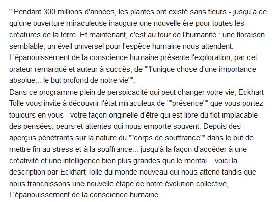 Nouvelle Terre : L'avènement de la conscience humaine, Eckhart Tolle