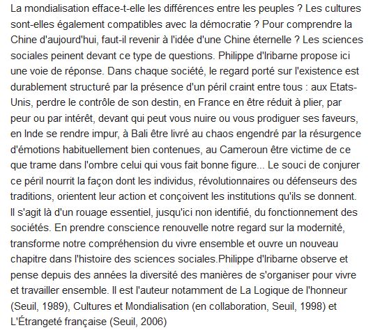 Penser la diversité du monde, Philippe d’Iribarne 