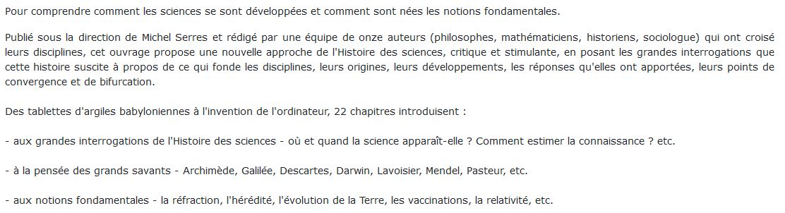 Eléments d'histoire des sciences,