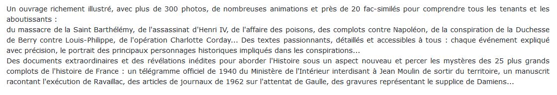 Les grands Complots de l’Histoire de France, Renaud Thomazo 