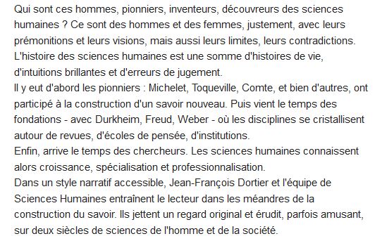  Une histoire des sciences humaines 