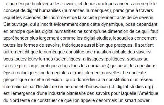  Digital studies ; organologie des savoirs et technologies de la connaissance 