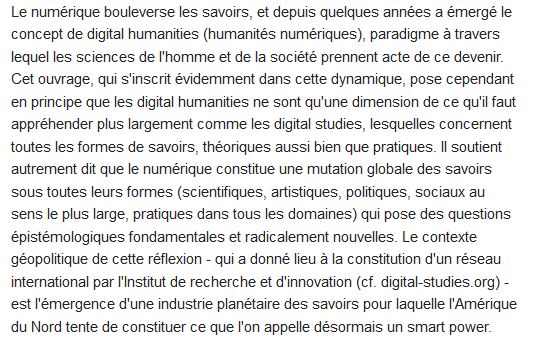  Digital studies ; organologie des savoirs et technologies de la connaissance 