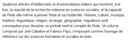  L'Inde des sciences sociales 