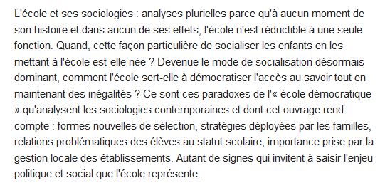  L'école et ses sociologies (2e édition) 