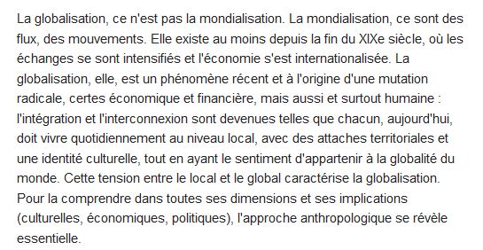  Anthropologie de la globalisation 