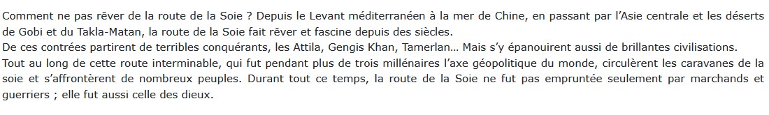 La Route de la Soie  : une Histoire Géopolitique, Pierre Biarnès
