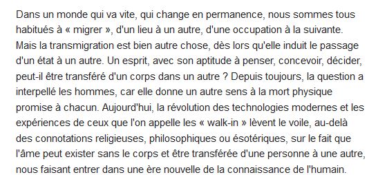  La transmigration des âmes ; le phénomène walk-in 