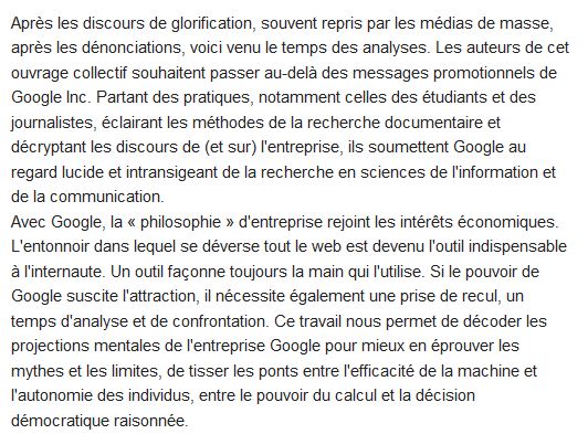  L'entonnoir ; Google sous la loupe des chercheurs de l'information et de la communication 