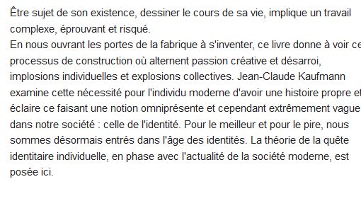  L'invention de soi ; une théorie de l'identité 