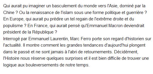  Les ruses de l'histoire ; le passé de notre actualité 