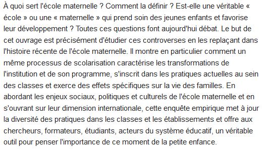  Sociologie de l'école maternelle 