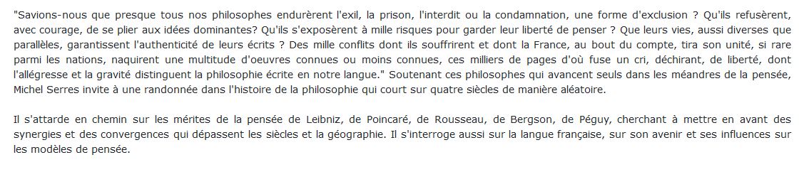 Eloge de la philosophie en langue française