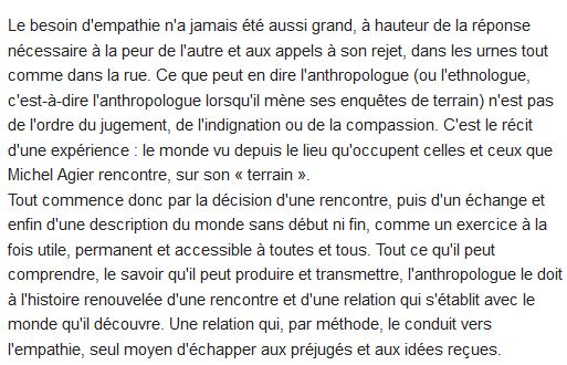  La sagesse de l'ethnologue 