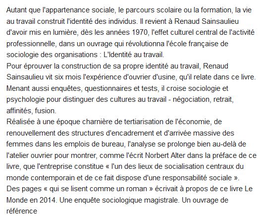  L'identité au travail ; les effets culturels de l'organisation 