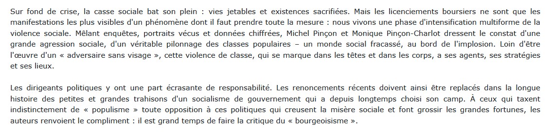 la violence des riches, Michel et Monique PINCON