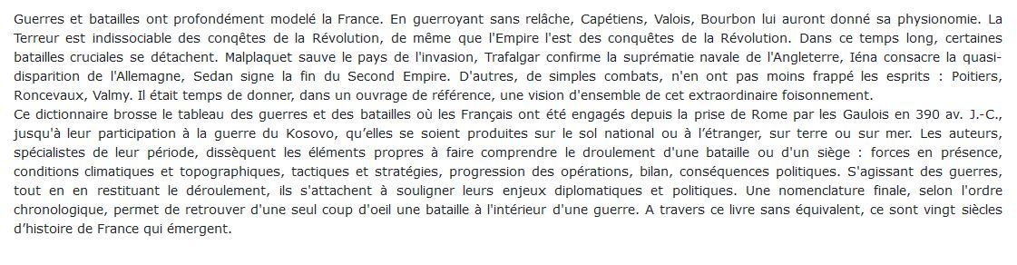 Dictionnaire Perrin des guerres et des batailles de l’histoire de France,