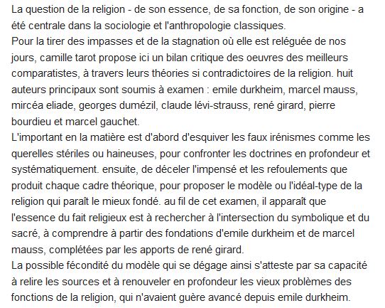  Le symbolique et le sacré ; théories de la religion 