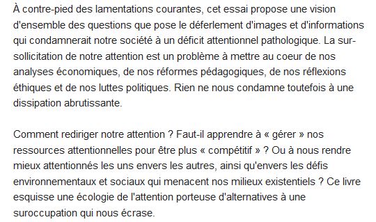  Pour une écologie de l'attention 