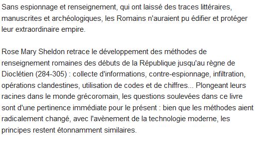  Renseignement et espionnage dans la Rome antique 