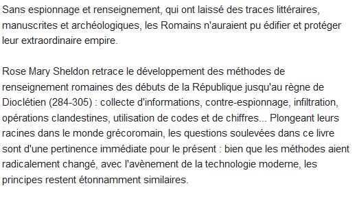  Renseignement et espionnage dans la Rome antique 