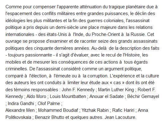  Sont-ils morts pour rien ? un demi-siècle d'assassinats politiques 