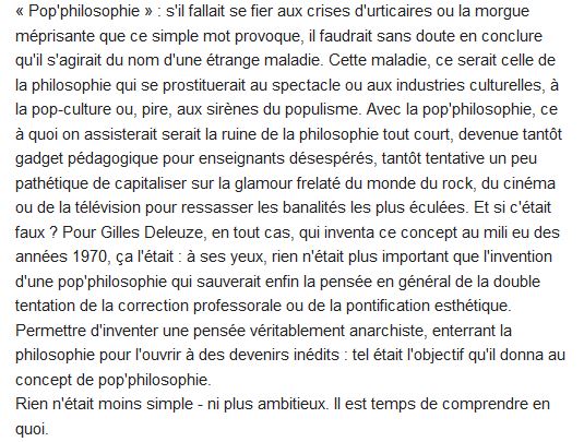  Qu'est-ce que la pop'philosophie ? 