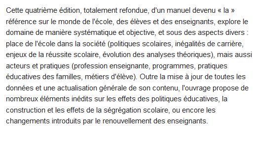  Sociologie de l'école (4e édition) 