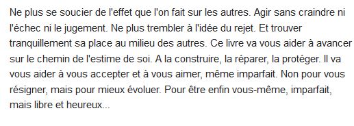  Imparfaits, libres et heureux ; pratiques de l'estime de soi 