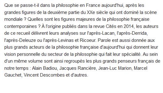  La philosophie en France aujourd'hui 