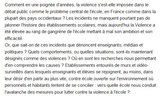  Le caroussel des violences à l'école 