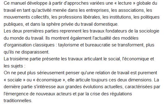  Sociologie du monde du travail 