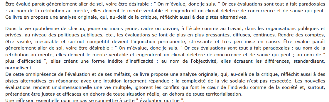 La tyrannie de l'évaluation, Angélique Del Rey