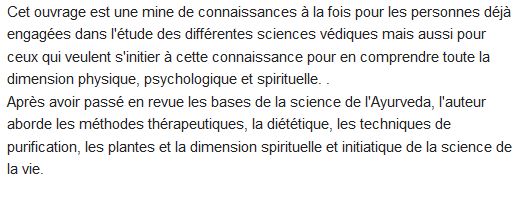  L'ayurvéda ; science ancestrale de la vie pour un nouvel art de vivre 