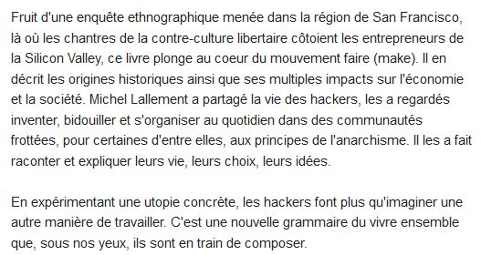  L'âge du faire ; hacking, travail, anarchie 