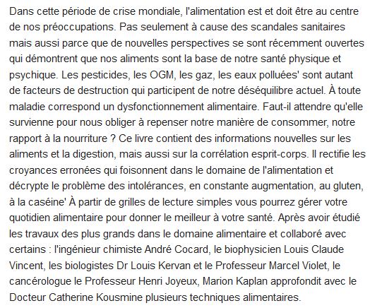  La nutrition consciente ; l'alimentation du corps et de l'esprit 