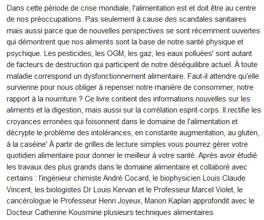  La nutrition consciente ; l'alimentation du corps et de l'esprit 