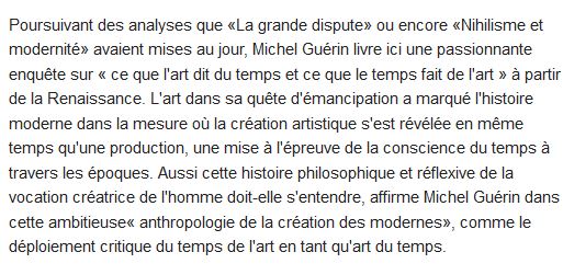  Le temps de l'art ; anthropologie de la création des Modernes 