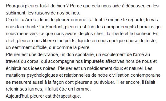  La joie des larmes ; une philosophie des pleurs 