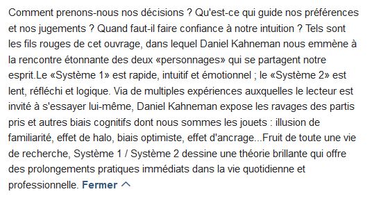  Système 1 système 2 ; les deux vitesses de la pensée 