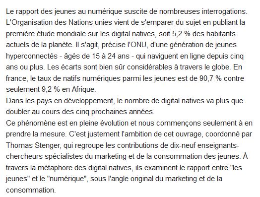  Digital natives ; culture, génération et consommation 