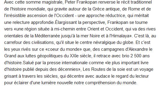  Les routes de la soie ; l'histoire du coeur du monde 