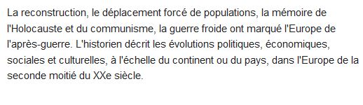  Après-guerre ; une histoire de l'Europe depuis 1945 