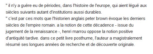  Decadence romaine ou antiquite tardive ? - iiie-ive siecle 