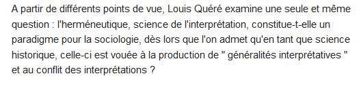  La sociologie a l'epreuve de l'hermeneutique 