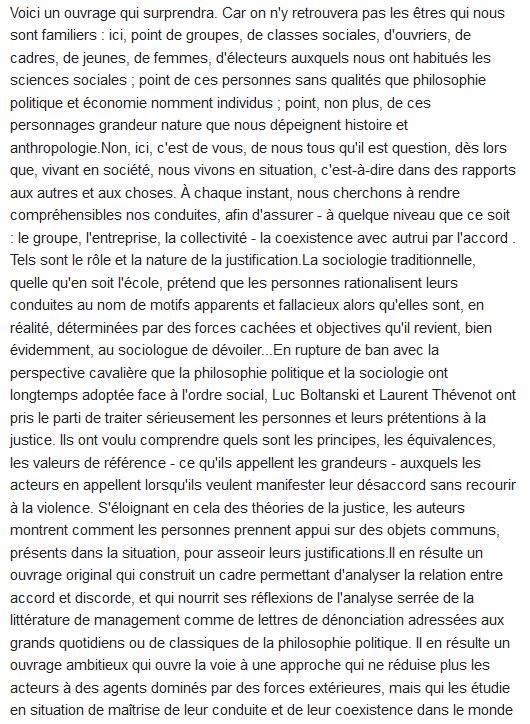  De la justification : les économies de la grandeur 