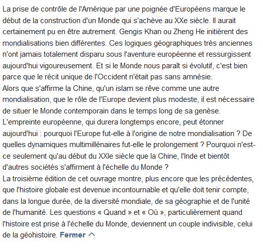  Géohistoire de la mondialisation : le temps long du monde 
