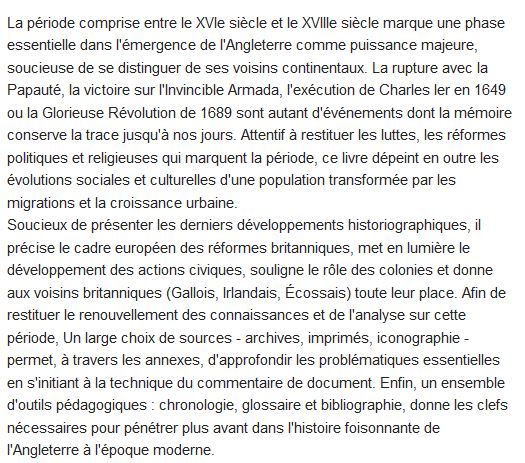  Histoire de l'Angleterre moderne ; des Tudors aux derniers Stuarts 