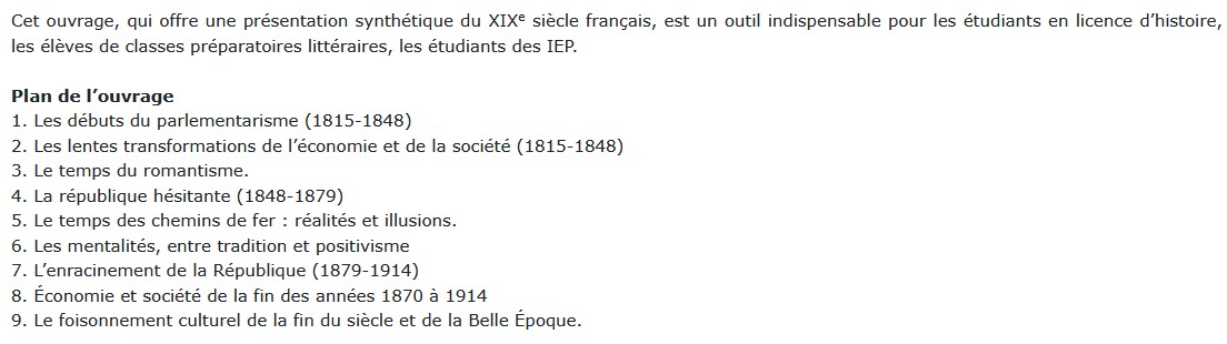 La France du XIXe siècle 1815-1914, Pierre Albertini, Dominique Borne