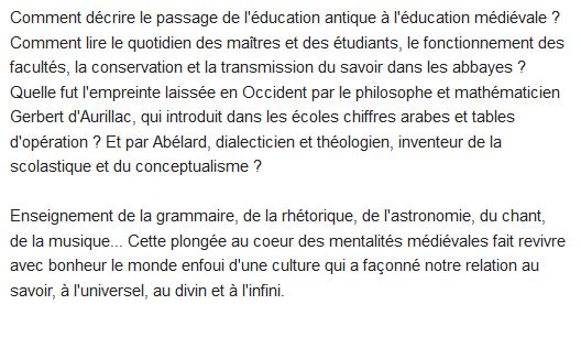  L'Enseignement au Moyen Age 